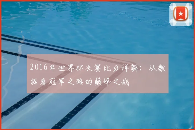 2016年世界杯决赛比分详解：从数据看冠军之路的巅峰之战